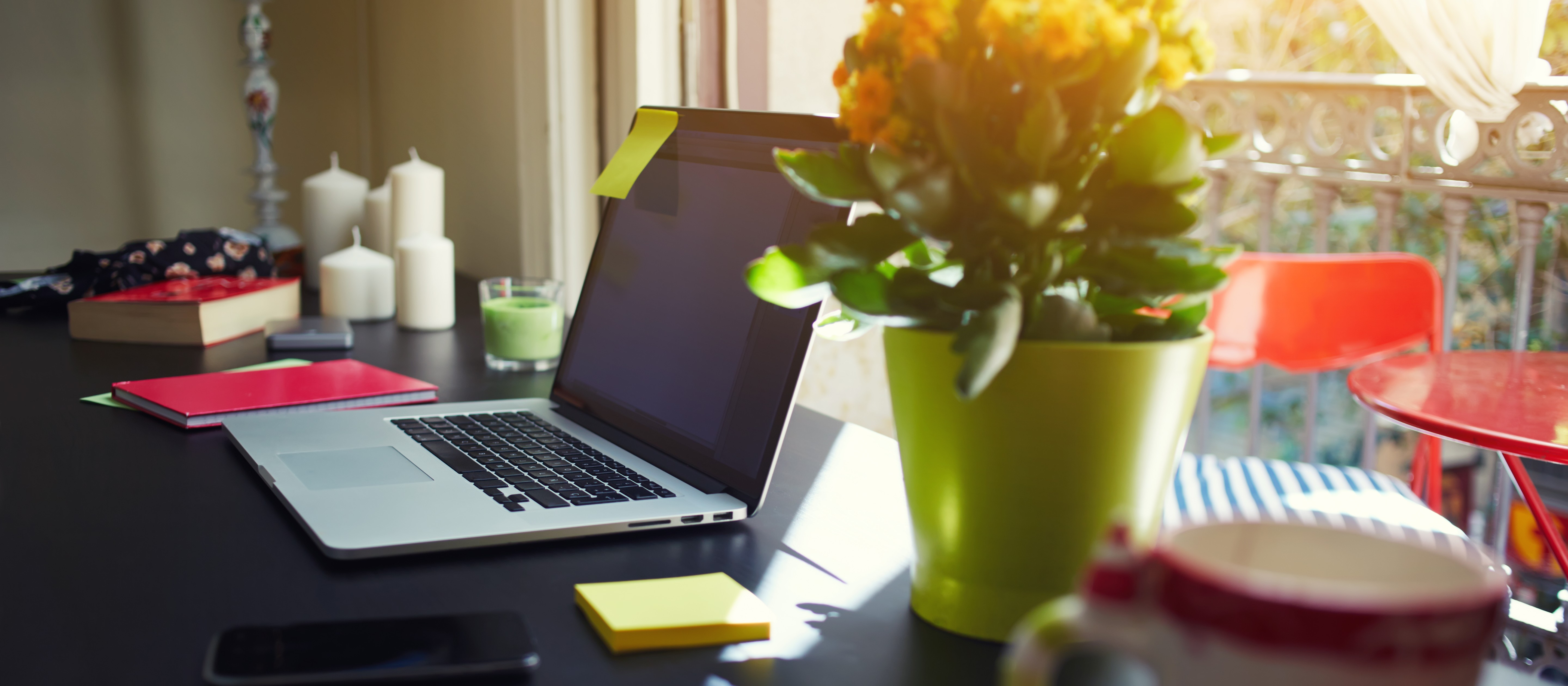 Desk and Flowers